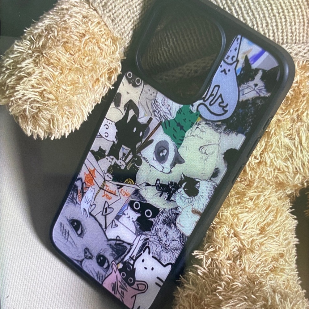 Cat Collage Protective Phone Case - Black Trim